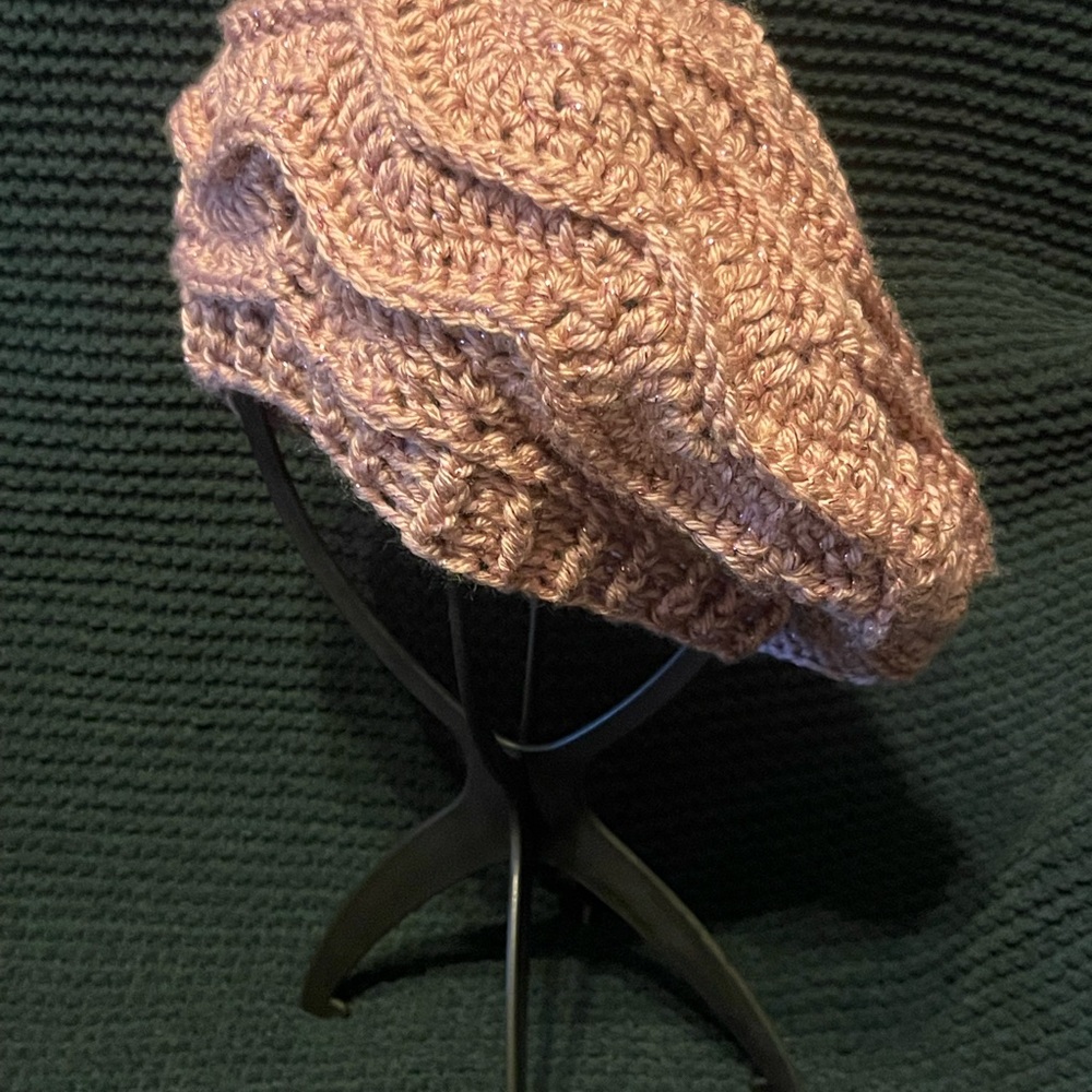Elegant Pink Crochet Beret